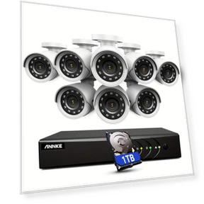 3K Lite Wired Surveillance DVR with AI Detection, 8CH, 1TB HDD, 8x1080p CCTV Cameras — Complete Surveillance Systems, Annke