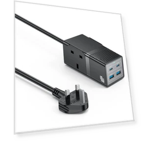 40W 6 In 1 Dual Type-C and Dual USB-A with 2 Socket Desktop GaN Power Socket Power Strip — Power Solutions & Surge Protection, Yesido