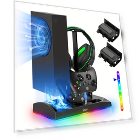 Charging & Cooling Fan Stand for Series S with Dual Controller Charger — Cooling