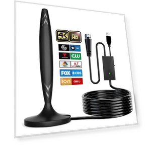 HDTV Antenna with Amplifier - 130 Miles Range, 4K 1080p Support, 18 Ft Coaxial Cable — Antennas