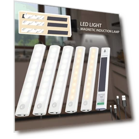 USB Rechargeable LED Motion Sensor Lights - 6pcs Magnetic Wireless Cabinet Lighting — Step Lights