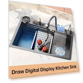 Smart Single Bowl Kitchen Sink with LED Digital Display — Single Basin Sinks