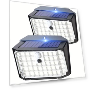 132 LED Солнечные уличные фонари с датчиком движения, холодный белый свет — Прожекторы и охранное освещение, Claoner