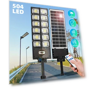 Солнечная уличная лампа 504led - водонепроницаемая охранная лампа с датчиком движения, пультом ДУ и полуутопленным... — Прожекторы и охранное освещение