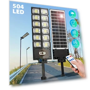 6500K 990000000lm 504 LED Solar Street Light with Motion Sensor and Remote Control — Street Lighting