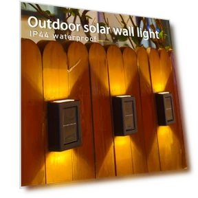 Solar Wall Lights Up Down 4 Pack, Outdoor Sunlight Sensor Lamp IP44 Waterproof LED Modern Deck Lighting — Outdoor Deck Lighting