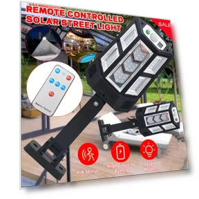 6500K LED Solar Wall Light with Motion Sensor — Outdoor Security & Flood Lighting