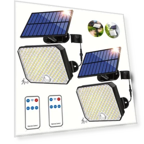 Ultra Outdoor Solar Lights Pack of 2 with Motion Sensor and Remote Control — Outdoor Security & Flood Lighting, Ultra