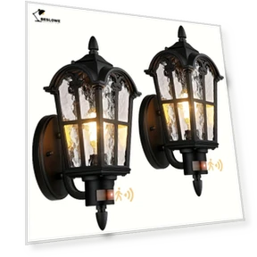 Motion Sensor Outdoor Wall Lights, 2-Pack Dusk to Dawn Porch Lights — Outdoor Security & Flood Lighting, Beslowe