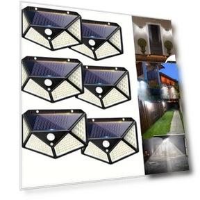 6 шт. солнечных ламп для улицы LED, с датчиком движения, 270° освещение — Прожекторы и охранное освещение