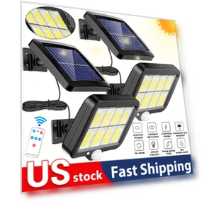 Solar-powered Outdoor Lamp with Motion Sensor - Matte Metal, 3 Lighting Modes, Remote Control — Outdoor Security & Flood Lighting, 160cob
