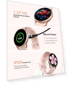 Smart Watch for Women with Call Function, Fitness Tracker, IP68 Waterproof — Smartwatches, Parsonver