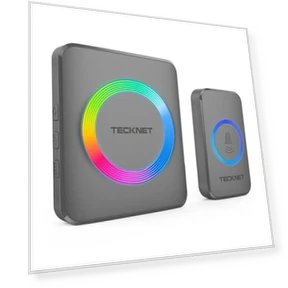 Wireless Doorbell with 1,970Ft Range, 60 Chimes, 5 Volume Levels, RGB Flash — Push Buttons, TECKNET
