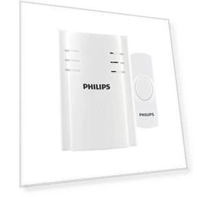 Беспроводная дверная звонок-кнопка Philips, 2 мелодии, 4 уровня громкости, белый — Комплекты, Philips