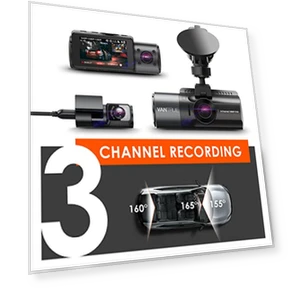 3 Channel Dash Cam with 4K, 1440P, and 1080P Resolution, IR Night Vision, 24 Hours Parking Mode — Dashboard Cameras, VANTRUE