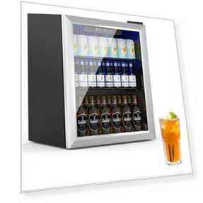 76 Can Mini Fridge with Glass Door, Adjustable Shelves — Drink Coolers, Erivess