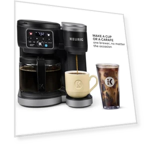 Hot & Iced Single Serve & Carafe Coffee Maker with MultiStream Technology — Coffee & Espresso Combos, Keurig