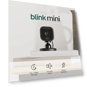 Compact indoor smart security camera, 1080p HD video, night vision, motion detection, two-way audio — Security Cameras, Blink