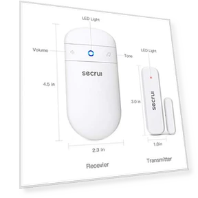 Wireless Door Open Sensor Chime with Adjustable Volume, 400ft Range, 52 Chimes — Chimes, SECRUI