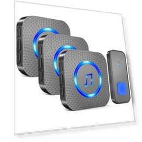 Wireless Doorbell with 3 Receivers, IP55 Waterproof, 1300 FT Range, 55 Chimes — Kits, SURFOU