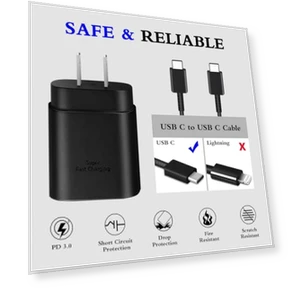 25W Type C Super Fast Charger with 6ft USB C Cable - 2 Pack — Charging Solutions, GUUSMART