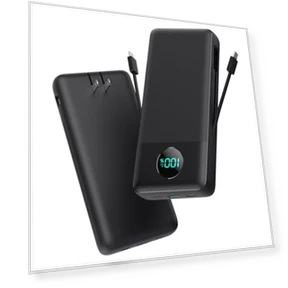 Portable Charger 33800mAh USB C Power Bank with Built-in Cables & AC Wall Plug — Charging Solutions