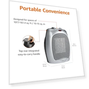 Ceramic Space Heater, Portable Heater for Indoor Use — Portable Heating Solutions, Amazon Basics