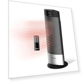 Ceramic Tower Heater with Remote, Digital Display, and Timer — Portable Heating Solutions, Lasko