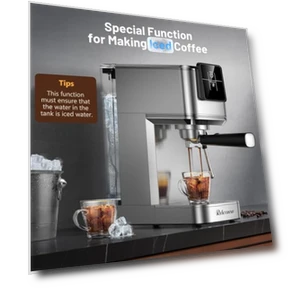 20 Bar Espresso Machine with Milk Frother & LCD Panel — Coffee & Espresso Combos, RELEXNOW
