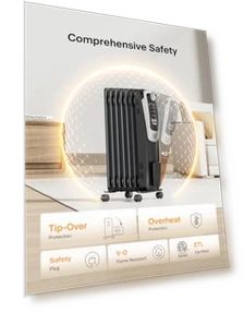 Radiator Heater for Indoor Use with Remote, Thermostat & LED Display — Portable Heating Solutions, PELONIS