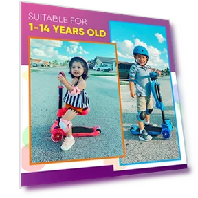 3-Wheeled Scooter for Kids with LED Lights and Adjustable Handlebar — Balance Bikes, Hurtle