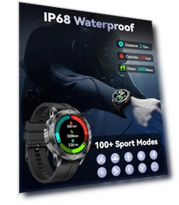 GPS Military Smart Watch with AMOLED Display, 100+ Sports Modes, IP68 Waterproof — Smartwatches, LIGE