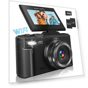 4K Vlogging Camera with Flip Screen and 18X Digital Zoom — Compact Digital Cameras, Gavonde