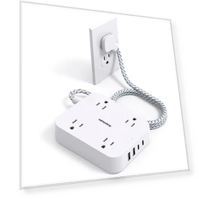 5ft Power Strip with 4 USB Ports (2 USB C) and 4 Outlets — Power Solutions & Surge Protection, HANYCONY