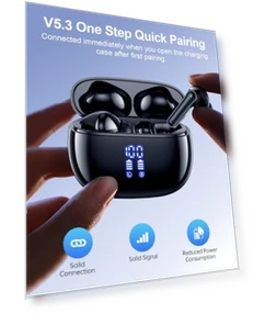 Bluetooth Wireless Earbuds with Deep Bass, 40H Playtime, IPX7 Waterproof — In-Ear Headphones, Daximen