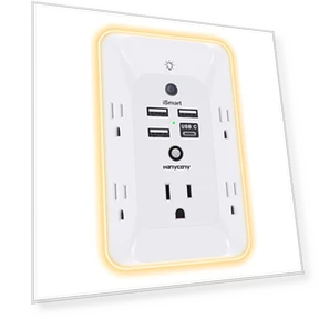 Outlet Extender with Night Light, Multi Plug Outlet, USB Wall Charger Surge Protector — Power Solutions & Surge Protection, HANYCONY