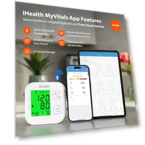 Smart Upper Arm Blood Pressure Monitor with Wide Range Cuff — Fitness & Activity Monitors, iHealth