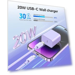 20W PD USB C Fast Charger with Type C to Lightning Cable - 3 Pack 10FT — Lightning, BUSFUL