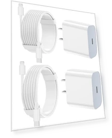 Fast Charging Type C Wall Charger Block with USB C to Lightning Cable — Lightning, FEEL2NICE