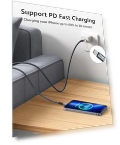 USB C to Lightning Кабель 3 в 1 — Lightning, Dasku