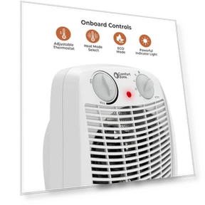 Indoor Space Heater with Adjustable Thermostat, Fan Forced, Electric, Overheat Protection — Portable Heating Solutions, Comfort Zone