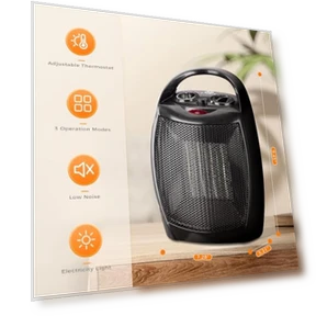 Portable Ceramic Space Heater with Thermostat, 750W/1500W — Portable Heating Solutions, Antarctic Star