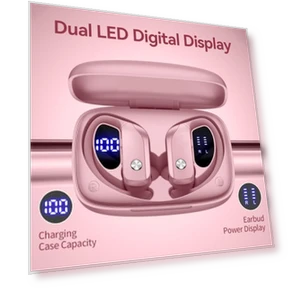 Wireless Earbuds with LED Display — In-Ear Headphones, BMANI