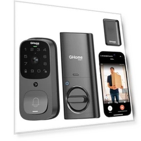 3 in 1 Smart Door Lock with Fingerprint, WiFi Keyless Entry, and 2K HD Camera — Smart Home Security, GHome Smart