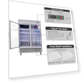 Commercial Refrigerator 2 Section 2 Glass Door Stainless Steel Display Refrigerator — Drink Coolers, Camellia River