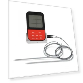 LCD Digital Food Thermometer with Dual Probe Sensors Timer — Instant-Read