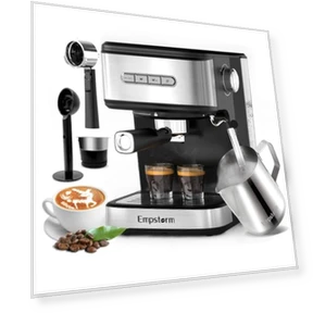 20 Bar Espresso Machine with Milk Frother Steam Wand — Coffee & Espresso Combos, Empstorm