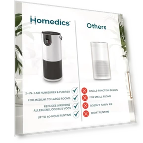 2-in-1 Cool Mist Humidifier & Air Purifier — Air Moisturizers, Homedics