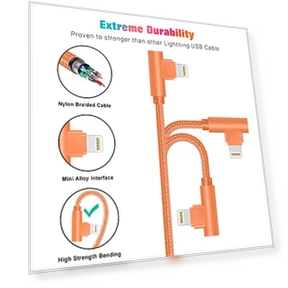 3 Pack 10FT 90 Degree Charging Cable — Lightning, Exeric