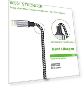 3Pack 6FT Nylon Braided Lightning Cable — Lightning, YUNSONG